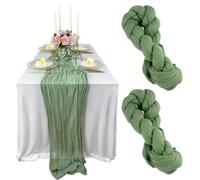 2 Pièces Chemins de Tables en étamine Vert Sauge, 90 x 300 cm Chemin de Table Rustique en Gaze, Chemins de Tables en Tissu à Fromage, Tissu au Cheese Table Runner Sage Green, pour Mariages, Fêtes