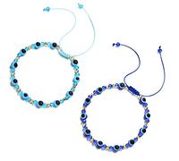 2 Pièces Cheville Mauvais Œil, Bleu Eye Perles Bracelets, Bracelet de Mauvais Œil pour Femme, Turc Evil Eye Bracelet pour Protection Et Bénédiction