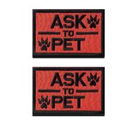 2 Pièces Chiens Animal de Soutien Émotionnel "Ask to Pet" Gilet/Harnais Patch Compatible avec Velcro Emblème pour Chien de Travail/Formation/Service Gilet Vêtements