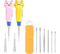 2 Pieces Children's Ear Curette+ 6 Pieces Cerumen Curette,Ear Cure Cleaner,Ear Spoon Set,Ear Cleaner,Ear Cleaner Kit,Stainless Steel Ear Cleaner