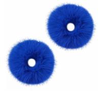 2 Pièces Chouchou Bleu Foncé Bandeau Pompon Peluche Boudin Cheveux Bulle Elastique Bébé Bandeau Queue de Cheval Buns Chignon Accessoires Coiffure Cheveux Femme