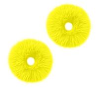 2 Pièces Chouchou Jaune Clair Bandeau Pompon Peluche Boudin Cheveux Bulle Elastique Bébé Bandeau Queue de Cheval Buns Chignon Accessoires Coiffure Cheveux Femme