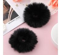 2 Pièces Chouchou Noir Bandeau Pompon Peluche Boudin Cheveux Bulle Elastique Bébé Bandeau Queue de Cheval Buns Chignon Accessoires Coiffure Cheveux Femme