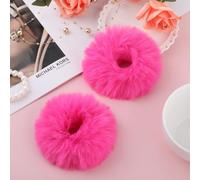 2 Pièces Chouchou Rose Rouge Bandeau Pompon Peluche Boudin Cheveux Bulle Elastique Bébé Bandeau Queue de Cheval Buns Chignon Accessoires Coiffure Cheveux Femme