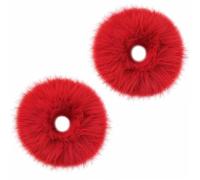 2 Pièces Chouchou Rouge Bandeau Pompon Peluche Boudin Cheveux Bulle Elastique Bébé Bandeau Queue de Cheval Buns Chignon Accessoires Coiffure Cheveux Femme