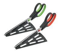 2 Pièces Ciseaux Coupe-pizza en Acier Inoxydable Noir avec Base | Démontable, Compatible Lave-vaisselle, Revêtement Antiadhésif, pour Soirées Pizza et Service Cuisine