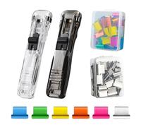 2 Pièces Clam Clip Dispenser Push Stapler Creative Stapler Distributeur de Pinces Avec 100 Clips de Recharge pour la Fixation de Documents de Reliure en Papier à Feuilles Mobiles pour L'école de Burea