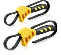 2 Pièces Clés à sangle,Clé en caoutchouc antidérapant,150mm et 100mm clés à sangle réglables,Ensemble d’outils multifonction,adapté aux tuyaux,accessoires sanitaires et ménagers, jaune