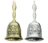 2 Pièces Clochette a Main, Cloche de Noël, Grande Cloche à Main en Métal, Cloche de Service avec Un Design Accrochant pour Hôtel Magasins Dîner Bell Bar et Père Noël