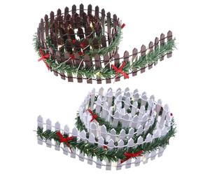 2 Pièces Clôture De Jardin Miniature Noël 90 Cm, Clôture En Bois Avec Guirlande LED Pour Village De Noël, Mini Bordure Barriere Pour Sapin De Noel, Village De Noel, Modélisme, MaisonPoupées, Pot De