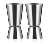 2 Pièces Cocktail Jigger, Doseur Cocktail 20/40 ml, Double Doseur à Cocktail en Acier Inoxydable, Doseur à alcool double, Barman Professionnel, Pour bar, fête, vin, cocktail(Argent)