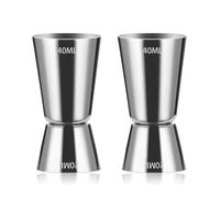 2 Pièces Cocktail Jigger, Doseur Cocktail 20/40 ml, Double Doseur à Cocktail en Acier Inoxydable, Doseur à alcool double, Barman Professionnel, Pour bar, fête, vin, cocktail(Argent)