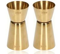 2 pièces Cocktail Jigger Or, Jigger en acier inoxydable Mesure Double Jigger en or pour barman Jigger de style japonais pour Home Bar(L)
