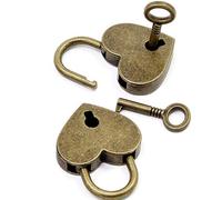 2 Pièces Coeur Cadenas,Mini Serrure Avec Clé,Serrure En Forme De Coeur,Cadenas Vintage,Mini Cadenas Coeur,Bronze,Pour Agendas, Boîtes à Bijoux, Boîtes De Rangement,Cadeaux De Vacances