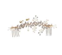 2 pièces coiffure de mariée perle feuille cristal peigne à cheveux épingle à cheveux bandeau coiffure for femmes mariée for fête de mariage Pour Marriage(Gold)