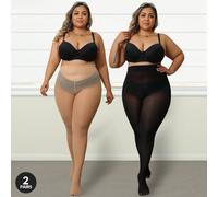 2 pièces Collants grande taille ultra-extensibles 80D, bas de Noël micro-transparents, convient jusqu'à 136 kg, confortable XS-M,L-XXL,0XL-2Xl,3XL-5XL,Taille unique (40-150 kg)UnicoloreÉtoffe