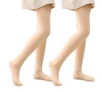 2 Pièces Collants Thermiques pour Filles, Collant Polaire Hiver en Nylon, Collants Doublés Chauds Nude Enfant, Doublure Épais Collant Polaire Extensible pour Ballet Danse École Sport (10-20 °C)