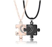 2 Pièces Collier Acier Inoxydable Coeur Amour Puzzle, Collier Coeur Separable Pendentif Puzzle,Meilleure Amie Collier Amitié