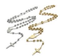 2 Pièces Collier Chapelet Catholique, chapelet, Perles de Prière en avec Croix Médaille Jésus Christ Saint Benoît, pour Chrétiens Catholiques Communion Religieuse, Baptême, Messe, Bible