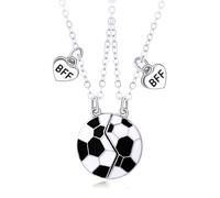 2 pièces collier d'amitié de football, collier de copain de football pour les meilleurs amis, collier pour enfants garçons collier pendentif rond, collier de football cadeau pour enfants unisexe