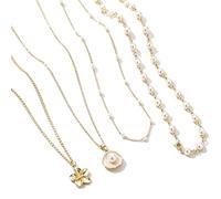 2 Pièces Collier de Coquillage Colliers de Perles, Collier de Plage Femme, Collier Étoile de Mer et Coquillage, Collier Coquillage et Perle, Collier Perle Étoile de Mer pour Plage, Vacances d'été