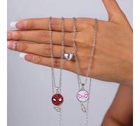 2 pièces Collier de perles rondes petites de la série Spider-Man Marvel, design de niche, chaîne de cou élégante et pour couple, accessoire mode, pull, t-shirt, veste, robe, cadeau d'anniversaire, Hal
