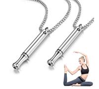 2 Pièces Collier de Respiration Anti Tabac,Collier Homme Acier Inoxydable,Chaîne avec Sifflet Anti Tabac,Aide à la Respiration,pour Hommes Femmes