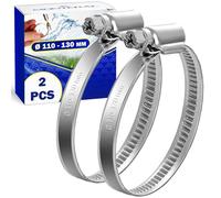 2 Pièces Collier de Serrage Métallique Ø 110-130 mm - Bague de Serrage pour Tuyau de Piscine Jardin Machine a Laver Conduite à Eau - MADE IN SPAIN - MONTERAL
