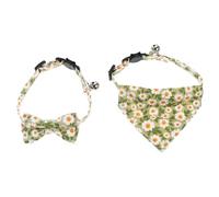 2 Pièces Collier Nœud Vert, Coton, Chic, Réglable et Respirant | Accessoire Cosy pour Chatons, Style Chic, Anniversaires et Noël, Vert, Coton Respirant