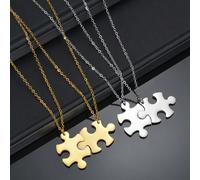 2 pièces Collier personnalisé en forme de puzzle avec gravure, prénoms personnalisés, initiales, bijoux gravés pour elle et lui, cadeaux pour elle, lui, couples assortis, collier/anniversaire/amour/am