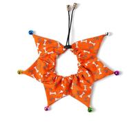 2 Pièces Collier pour Chien Réglable avec Cloche, Polyester Noir | Ajustement Doux pour Petits Cous, Accessoires Cloche Inclus, Style Fête pour Chatons et Chiens, Orange