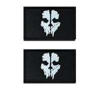2 Pieces Compatibles avec Call of Duty Crâne Broderie Emblème Crochet et Boucle Patch pour Sac à Dos Chapeau Tactique Chien Militaire Gilet Cinéphile