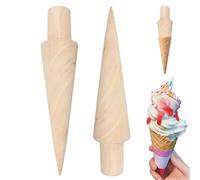 2 Pièces Cone Cuisine, Rouleau Gaufre Cône en Bois, Moule de Cornets de Crème Glacée pour Bricolage Pâtisserie Dessert Cuisson Décoration Accessoires
