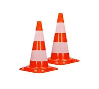 ECD Germany 2X Cônes Signalisation Pylône, 47cm, PVC Solide, Orange/Blanc, Triangle de Circulation, Marqueur Attention Sécurité, avec 2 Bandes Réfléchissantes, Pylone Cône Avertissement de Parking