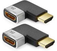 2 Pièces Connecteurs de Couplage Adaptateur HDMI 8K@60Hz / 4K@120Hz UHD 7680x4320 Aluminium HDMI 2.1 Arc HDR10+ Dolby Vision VRR ALLM 48Gbps Angle Gauche Gris Noir