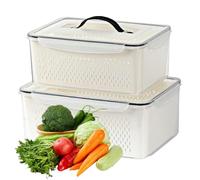 2 pièces conteneurs de stockage de fruits pour réfrigérateur, 4, 5 L et 7 L stockage fruits et légumes avec passoire amovible qualité alimentaire garder les aliments frais plus longtemps les