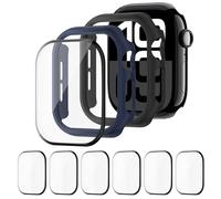 2 Pièces Coque + 6 Pièces écran Protection pour Apple Watch 42mm 46mm 44mm 40mm 45mm 41mm,Dur PC Bumper Case Housse et Screen Protector Écran pour iWatch SE Series 10/9/8/7/6/5/4 (PAS pour la série 3)