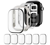 2 Pièces Coque + 6 Pièces écran Protection pour Apple Watch 42mm 46mm 44mm 40mm 45mm 41mm,Dur PC Bumper Case Housse et Screen Protector Écran pour iWatch SE Series 10/9/8/7/6/5/4 (PAS pour la série 3)