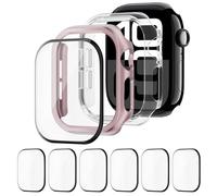 2 Pièces Coque + 6 Pièces écran Protection pour Apple Watch 42mm 46mm 44mm 40mm 45mm 41mm,Dur PC Bumper Case Housse et Screen Protector Écran pour iWatch SE Series 10/9/8/7/6/5/4 (PAS pour la série 3)