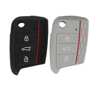 2 Pièces Coque de Clé en Silicone TPU de Haute Qualité Compatible avecx Modèles comme Golf, Polo, Passat, Tiguan, 3 Touches Porte-clés Coque Souple, Protection Intégrale pour Télécommande de Voiture