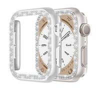 2 Pièces Coque de Protection à Double Rangée de Diamants pour Apple Watch 40mm 44mm 42mm 46mm 41mm 45mm, Case Creux Anti-Rayures Sensible au Toucher en PC Dur pour iWatch Series 11 10 9 8 7 6 5 4 SE
