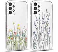 2 Pièces Coque Pour Samsung Galaxy A13 4g 6,6"", Ultra Fine Souple Transparente Silicone Tpu Avec Motif Fleur Design Étui, Antichoc Anti-Rayures Bumper Protection Housse Pour Samsun[Hou997106]