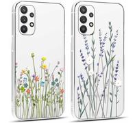 2 Pièces Coque Pour Samsung Galaxy A32 4g 6,4"", Ultra Fine Souple Transparente Silicone Tpu Avec Motif Fleur Design Étui, Antichoc Anti-Rayures Bumper Protection Housse Pour Samsun[Hou997087]