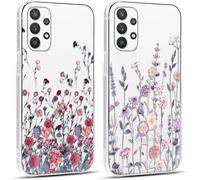 2 Pièces Coque Pour Samsung Galaxy A32 5g 6,5"", Transparente Étui Avec Aesthetic Motif Fleur, Mince Tpu Souple Silicone Housse Antichoc Protection Case Filles Femmes Cover Pour Sam[Wke07451]