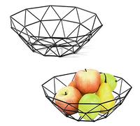 2 Pièces Corbeilles à Fruits,Corbeille Fruits Fil Métallique,Grand Bol Fruits Métal,Noir Bols De Fruits,Corbeilles à Fruits En Métal,Utilisé Pour Les Fruits,Légumes,Pain,Baguette,Cuisine,Salon