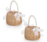 2 Pièces Corbeilles En Osier Avec anse, Panier mariage, Décoration Fruits (B, Petit)
