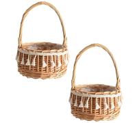 2 Pièces Corbeilles En Osier Avec Anse, Panier Mariage, Panier Avec Anse, Panier Osier, Petit Panier Osier Mariage, Panier En Osier Avec Anse, Pour Mariage, Décoration, Fruits (C, Moyen)