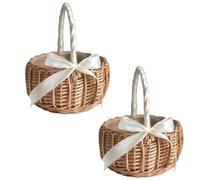 2 Pièces Corbeilles En Osier Avec Anse, Panier Mariage, Panier Avec Anse, Panier Osier, Petit Panier Osier Mariage, Panier En Osier Avec Anse, Pour Mariage, Décoration, Fruits (D, Petit)