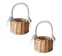 2 Pièces Corbeilles En Osier Avec Anse, Panier Mariage, Panier Avec Anse, Panier Osier, Petit Panier Osier Mariage, Panier En Osier Avec Anse, Pour Mariage, Décoration, Fruits (A, Petit)