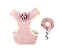 2 pièces Corde de Traction pour Chien Sangle de Poitrine pour Animaux de Compagnie Petit Chiot Sangle de Poitrine Gilet(Rose S)